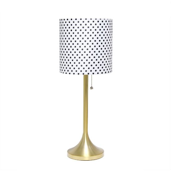 Picture of Simple Designs Tapered Table Lamp, 21inH, White & Black Shade/Gold Base