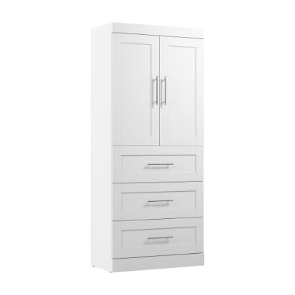 Picture of Bestar Pur 36inW Wardrobe With 3 Drawers, White