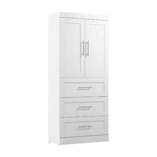 Picture of Bestar Pur 36inW Wardrobe With 3 Drawers, White