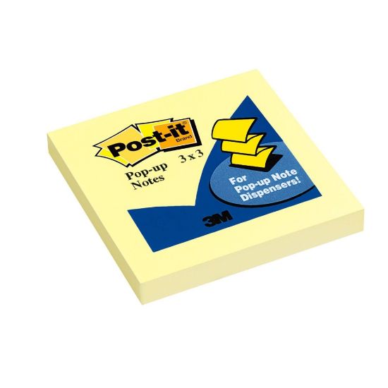 Picture of Post-it Dispenser Pop-up Notes Pad, 3 in. x 3 in., 100 Sheets, Canary Yellow