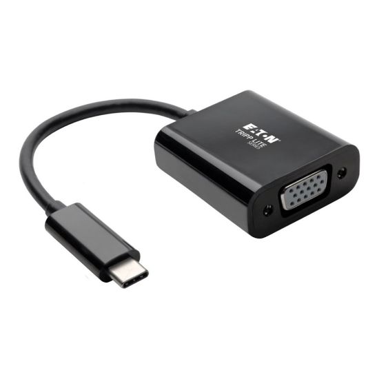 Picture of Tripp Lite USB C to VGA Adapter Converter, Thunderbolt 3 - M/F, USB 3.1, 1080p, Black, USB Type C, USB-C, USB Type-C - 6in - 1 x Type C Male Thunderbolt 3 - 1 x HD-15 Female VGA - Nickel Plated Connector - Black