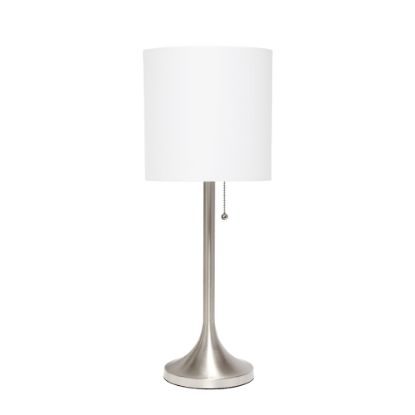 Picture of Simple Designs Tapered Table Lamp, 21inH, White Shade/Brushed Nickel Base