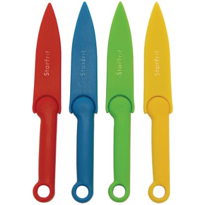 Picture of Starfrit Paring Knives Set with Covers (4) - 4/Set - Paring Knife - 4 x Paring Knife - Cutting, Paring - Dishwasher Safe - Green, Red, Yellow, Blue