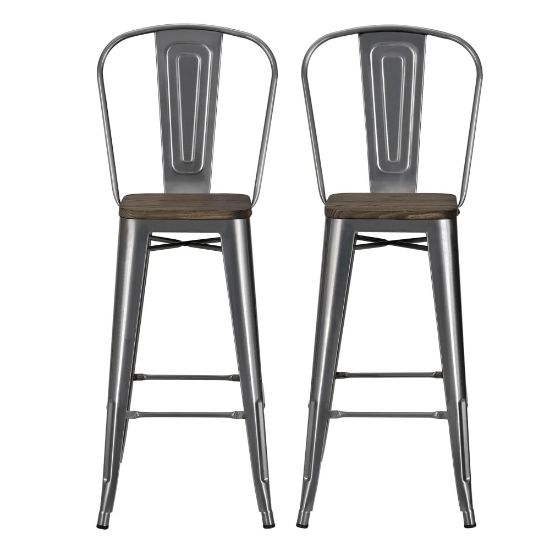 Picture of DHP Luxor Metal Bar Stools, Charcoal, Set Of 2