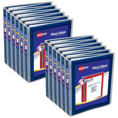 Picture of Avery Flexi-View 3 Ring Binder, 1in Round Rings, Navy Blue, Pack Of 12