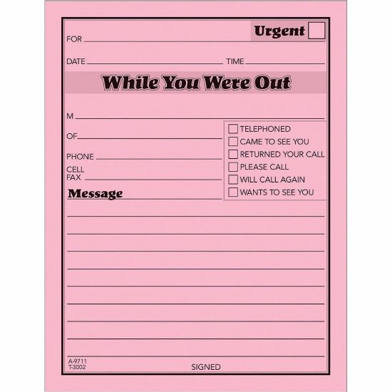 Picture of TOPS Important Message Note Pads, 4 1/2in x 5 1/2in, Pink, Pack Of 12