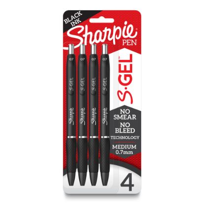 Picture of Sharpie S Gel Pens, Medium Point, 0.7 mm, Black Barrel, Black Ink, Pack Of 4 Pens