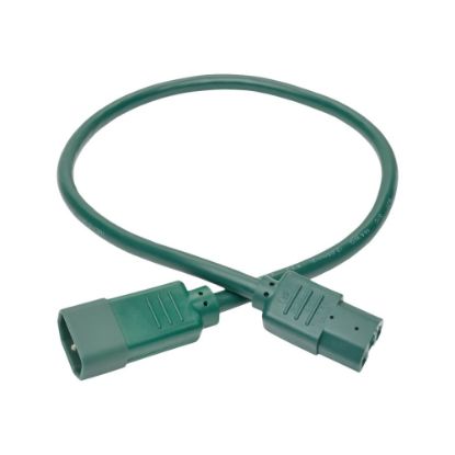 Picture of Eaton Tripp Lite Series Power Cord C14 to C15 - Heavy-Duty, 15A, 250V, 14 AWG, 2 ft. (0.61 m), Green - Power extension cable - IEC 60320 C14 to IEC 60320 C15 - 2 ft - green