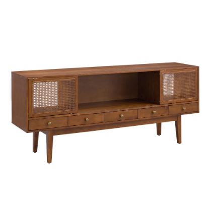 Picture of SEI Furniture Holly & Martin Simms Media Console For 68inW Flat-Screen TVs, 29-3/4inH x 70inW x 17inD, Dark Tobacco