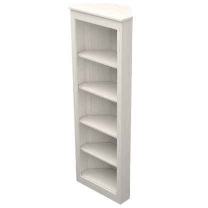 Picture of Inval America 71inH 5-Shelf Corner Bookcase, Washed Oak