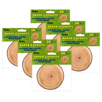 Picture of Eureka Paper Cut-Outs, A Close-Knit Class Wood Penny, 36 Cut-Outs Per Pack, Set Of 6 Packs