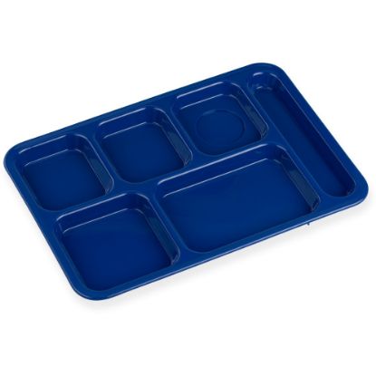 Picture of Cambro Camwear 6-Compartment Serving Trays, 10in x 14-1/2in, Navy Blue, Set Of 24 Trays