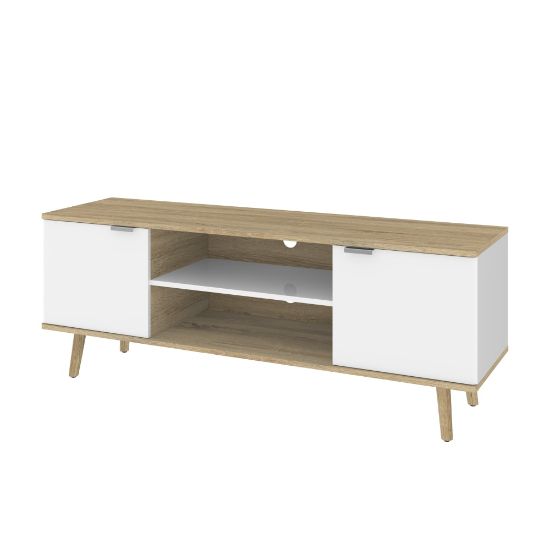 Picture of Bestar Procyon TV Stand For 55in TVs, 20-1/8inH x 55-1/8inW x 15-13/16inD, Modern Oak/UV White