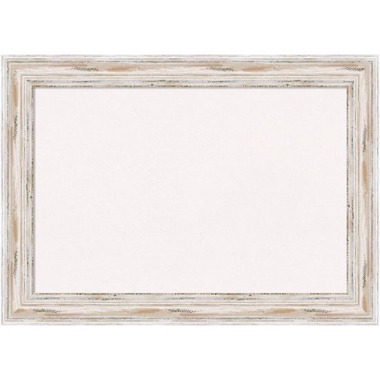 Picture of Amanti Art Cork Bulletin Board, 21in x 15in, White, Alexandria Whitewash Narrow Wood Frame