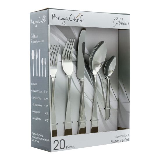 Picture of MegaChef Gibbous Stainless-Steel 20-Piece Flatware Utensil Set, Silver