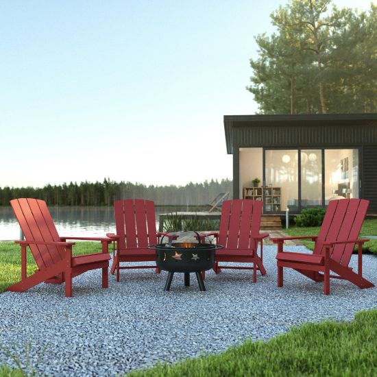 Picture of Flash Furniture 5-Piece Charlestown Adirondack Chair Set, Red