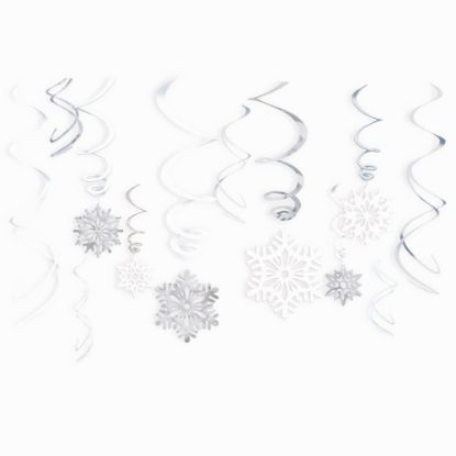 Picture of Amscan Snowflake Hanging Decorations, Pack Of 48 Decorations