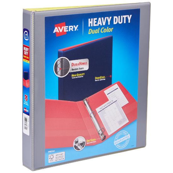 Picture of Avery 3-Ring Dual Color Heavy-Duty View Binder, 1in Slant Rings, 49% Recycled, Gray/Yellow