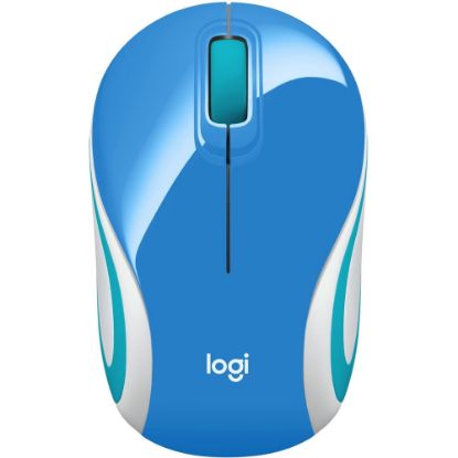 Picture of Logitech Wireless Mini Mouse M187 Ultra Portable, 2.4 GHz with USB Receiver, 1000 DPI Optical Tracking, 3-Buttons, PC / Mac / Laptop - Palace Blue - Optical - Wireless - Radio Frequency - Blue - USB - 1000 dpi - Scroll Wheel - 3 Button(s)