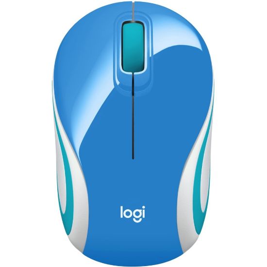 Picture of Logitech Wireless Mini Mouse M187 Ultra Portable, 2.4 GHz with USB Receiver, 1000 DPI Optical Tracking, 3-Buttons, PC / Mac / Laptop - Palace Blue - Optical - Wireless - Radio Frequency - Blue - USB - 1000 dpi - Scroll Wheel - 3 Button(s)