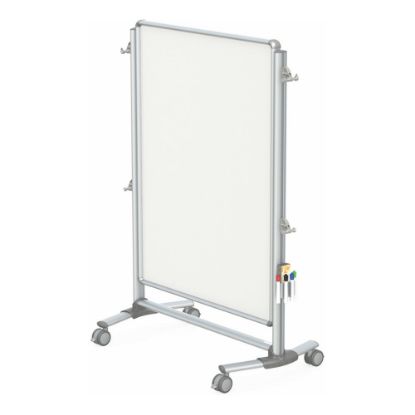 Picture of Ghent Nexus Jr. Partition Mobile Porcelain Magnetic Double-Sided Dry-Erase Whiteboard, 57 3/8in x 40 3/8in, Aluminum Frame With Silver Finish