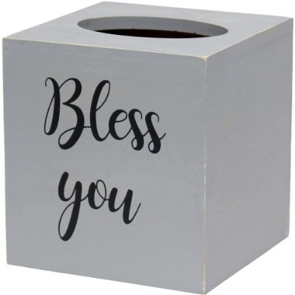 Picture of Elegant Designs Decorix Square Wooden Tissue Box Cover With Sliding Base, 6inH x 5-1/2inW x 5-1/2inL, Gray Wash