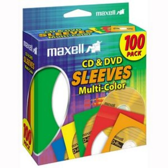 Picture of Maxell CD/DVD Sleeves, Assorted Colors, Pack Of 100