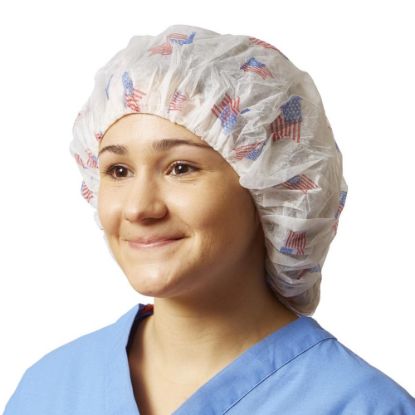 Picture of Medline Pro Series Bouffant Caps, 24in, American Flag, Pack Of 500