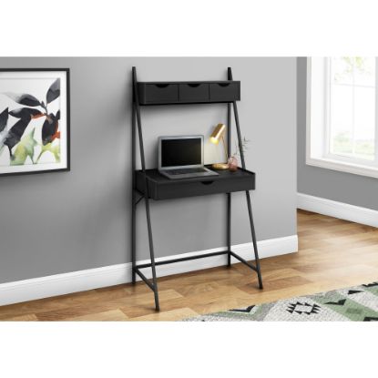 Picture of Monarch Specialties Junior 32inW Ladder Style Computer Desk With 2-TiersAnd 4 Drawers, Black