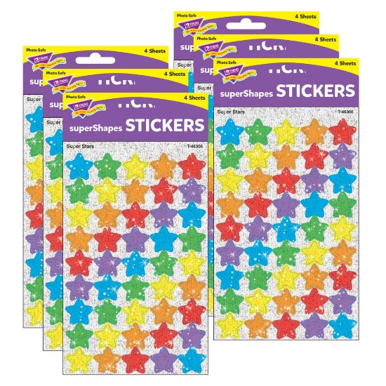 Picture of Trend superShapes Stickers, Super Stars, 180 Stickers Per Pack, Set Of 6 Packs