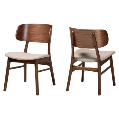 Picture of Baxton Studio Alston Dining Chairs, Beige/Walnut Brown, Set Of 2 Chairs