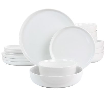 Picture of Gibson Home White Deco 16-Piece Fine Ceramic Dinnerware Set, White