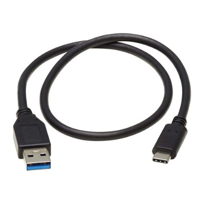 Picture of Tripp Lite USB C to USB-A Cable USB Type C 3.1 Gen 1, 5 Gbps M/M 20in - First End: 1 x Type A Male USB - Second End: 1 x Type C Male USB - 5 Gbit/s - Nickel Plated Connector - Gold Plated Contact - Black