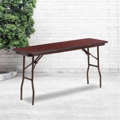 Picture of Flash Furniture Folding Training Table, 30inH x 18inW x 60inD, Mahogany