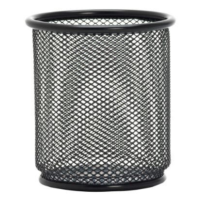 Picture of Lorell Mesh Pencil Cups, 3-1/2inH x 3-7/8inW x 3-7/8inD, Black, Box Of 6 Pencil Cups