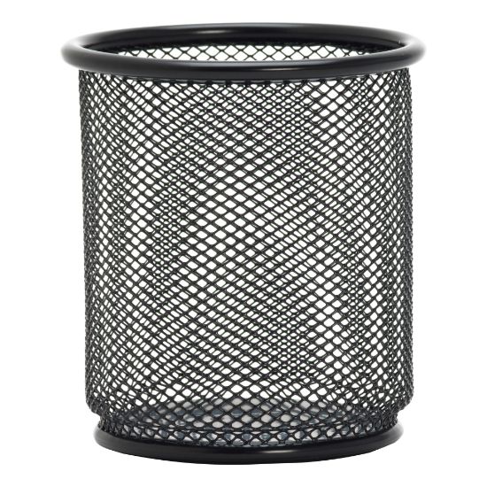 Picture of Lorell Mesh Pencil Cups, 3-1/2inH x 3-7/8inW x 3-7/8inD, Black, Box Of 6 Pencil Cups