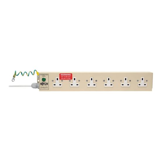 Picture of Tripp Lite Safe-IT UK BS-1363 Medical-Grade Power Strip Antimicrobial with 6 UK Outlets, 3m Cord - Power distribution strip - AC - input: Type G - output connectors: 6 (BS 1363A) - 10 ft cord