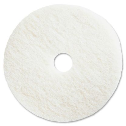 Picture of Genuine Joe Polishing Floor Pad - 18in Diameter - 5/Carton x 18in Diameter x 1in Thickness - Resin, Fiber - White