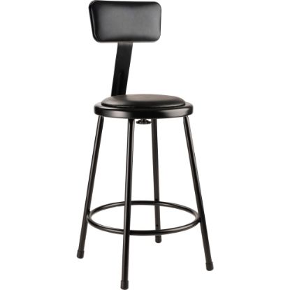 Picture of National Public Seating 6400 Vinyl Task Stool, With Backrest, 37in- 39inH, Black