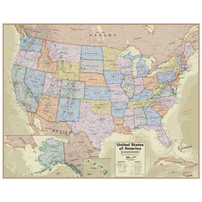 Picture of Hemispheres Boardroom Series United States Laminated Wall Map, 38in x 48in