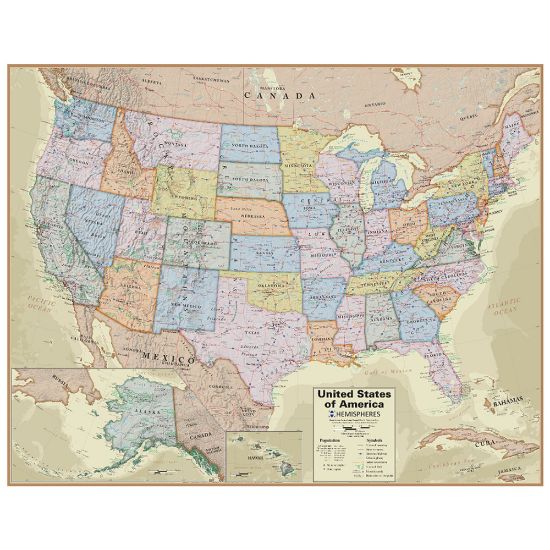 Picture of Hemispheres Boardroom Series United States Laminated Wall Map, 38in x 48in