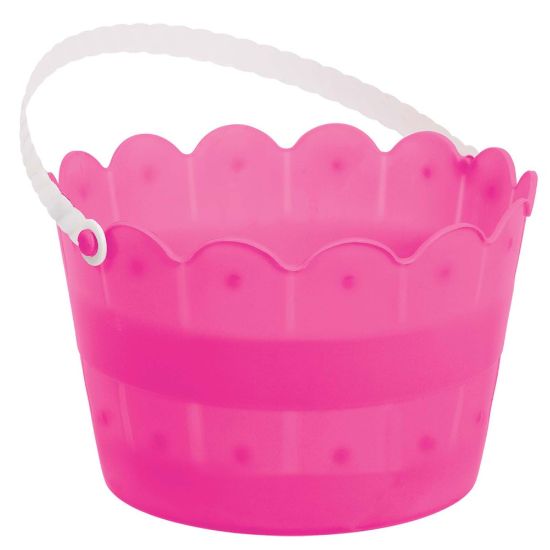 Picture of Amscan Easter Scalloped Buckets, 8inH x 5inW x 5inD, Bright Pink, Pack Of 8 Buckets