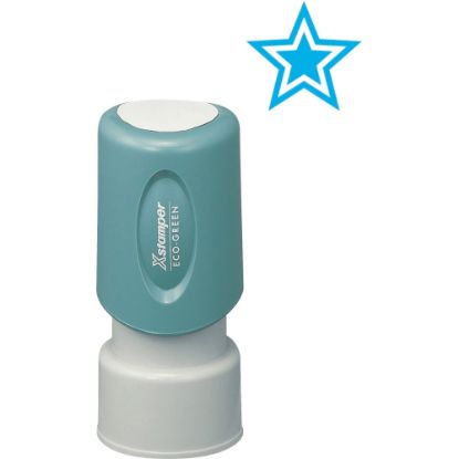 Picture of Xstamper Pre-Inked Star Shape Stamp, 65% Recycled, 100000 Impressions, Light Blue