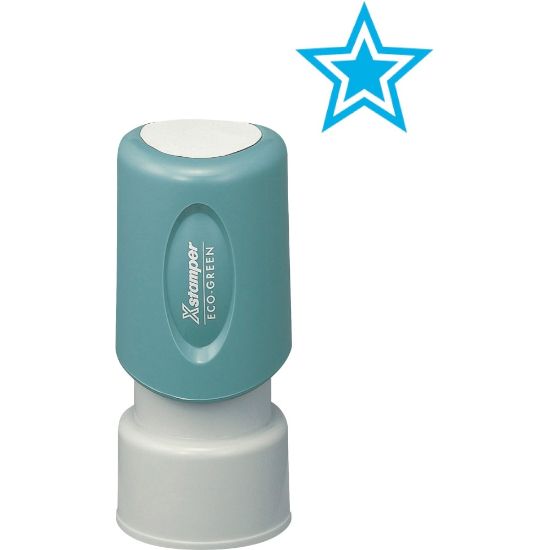 Picture of Xstamper Pre-Inked Star Shape Stamp, 65% Recycled, 100000 Impressions, Light Blue