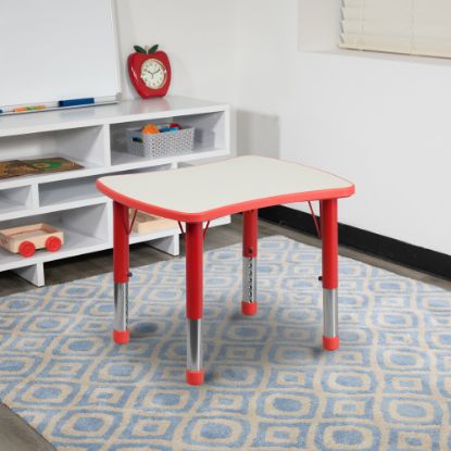 Picture of Flash Furniture 27inW Rectangular Plastic Height-Adjustable Activity Table, Red