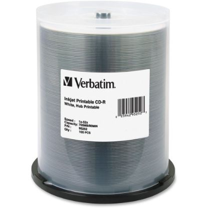 Picture of Verbatim CD-R Printable Disc Spindle, White, Pack Of 100