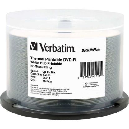 Picture of Verbatim Printable DVD-R Disc Spindle, Pack Of 50