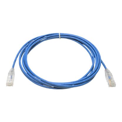 Picture of Tripp Lite Cat6 UTP Patch Cable (RJ45) - M/M, Gigabit, Snagless, Molded, Slim, Blue, 10 ft. - First End: 1 x RJ-45 Male Network - Second End: 1 x RJ-45 Male Network - 1 Gbit/s - Patch Cable - Gold Plated Connector - 28 AWG - Blue