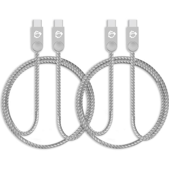 Picture of SIIG Zinc Alloy USB-C to USB-C Charging & Sync Braided Cable - 1.65ft, 2-Pack - 1.65 ft USB Data Transfer Cable for Smartphone, Tablet, Notebook - First End: 1 x Type C Male USB - Second End: 1 x Type C Male USB - 60 MB/s - Nickel Plated Connector