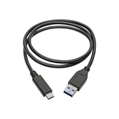 Picture of Tripp Lite USB C to USB-A Cable 3.1 10 Gbps USB-IF Certified USB Type C M/M 3ft - 1.25 GB/s - 3 ft - 1 x Type A Male USB - 1 x Type C Male USB - Nickel Plated Connector - Gold Plated Contact - Black